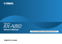 Yamaha RXA-810 - Owners Manual